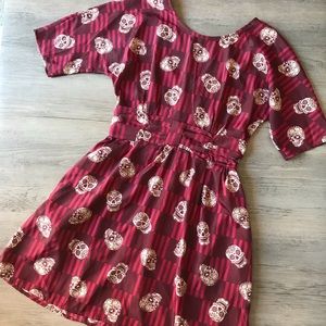 Maroon Sugar Skull Dress